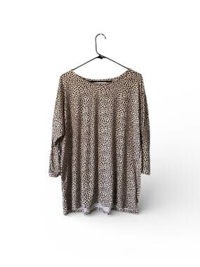 Reb in J 3/4 Sleeve Leopard Print Top Blouse Sz M Made in USA Teacher Career
